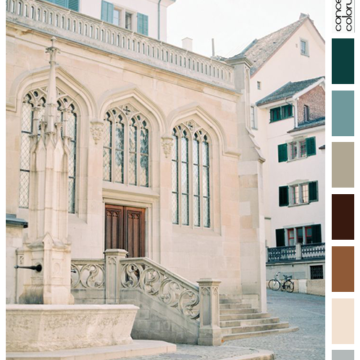cathedral in zurich with color palette
