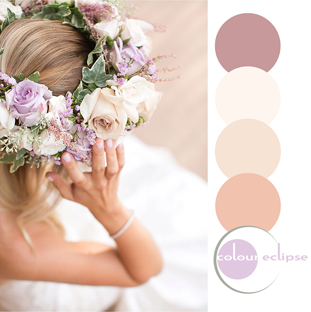 bride with flower crown inspired color palette