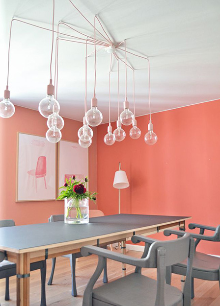 pantone peach echo modern dining room