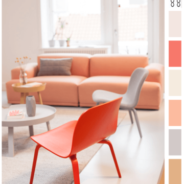 peach and gray interior color palette