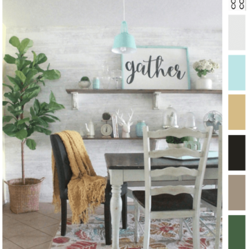 modern farmhouse dining room with color palette