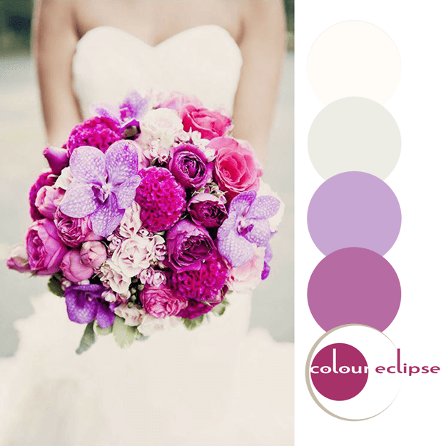 purple bouquet with color palette