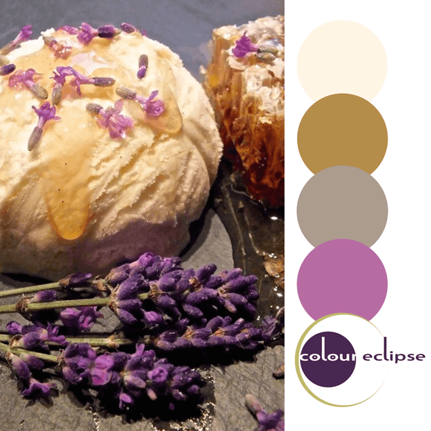 lavender honey ice cream with color palette