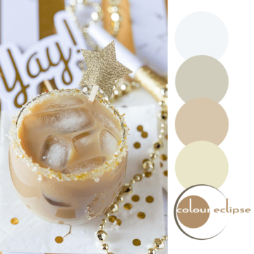 pantone iced coffee white and gold color palette