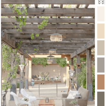 outdoor pavilion living area with color palette
