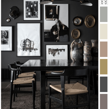 black and mauve interior color palette