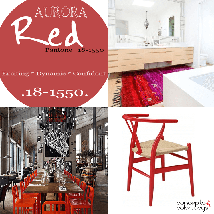 pantone aurora red, 2016 color trends, aurora red used in interior design, poppy, red bright red