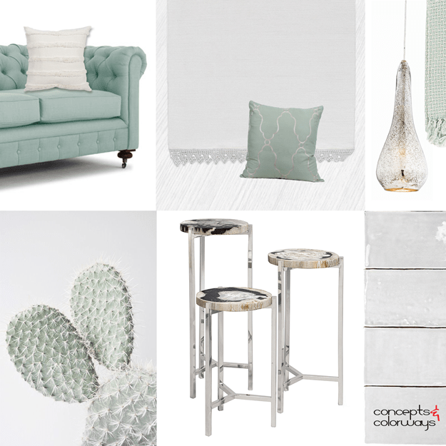 seafoam green and pale gray interior mood board