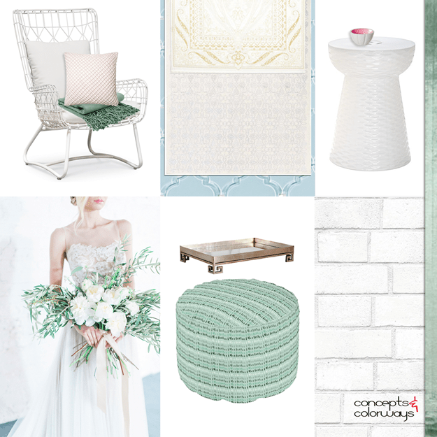 kind green and white interior mood board