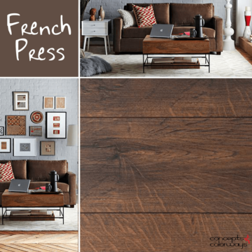 benjamin moore french press, chocolate brown, warm brown, brown and white interiors, brown and gray interiors, 2016 color trends