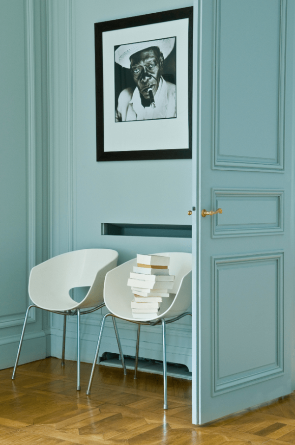 interior with duck egg blue walls