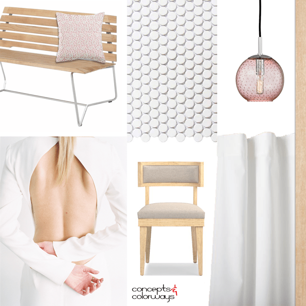 white blush and blonde interior mood board