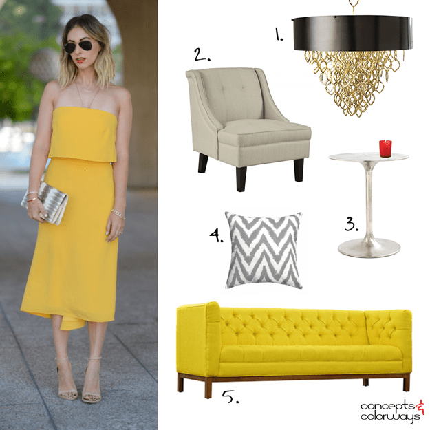 yellow dress inspired interior design