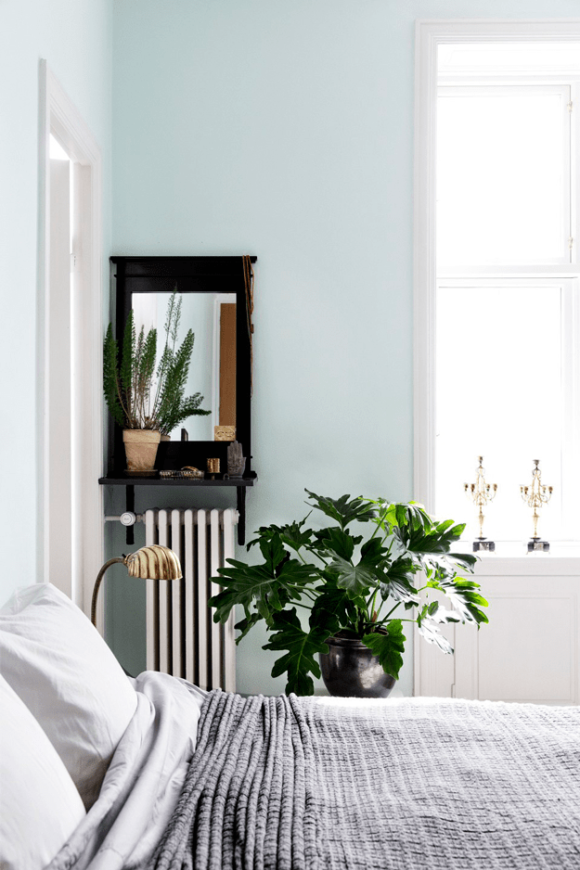 mint blue and white bedroom