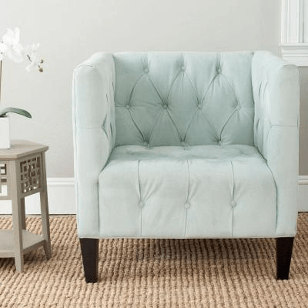 pale mint tufted chair