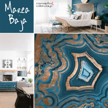 bright living room interior with peacock blue accents