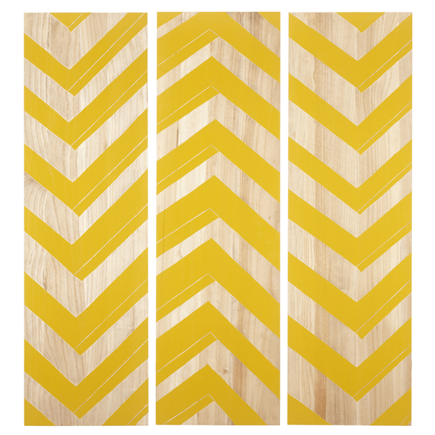 bright yellow chevron wood art