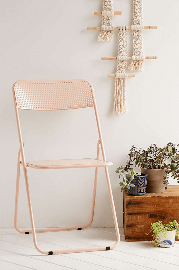 peach folding chair