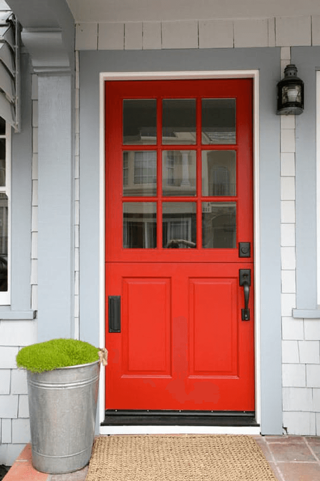 bright red front door