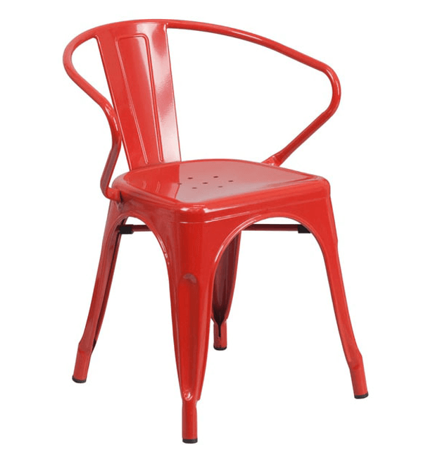 bright red metal armchair