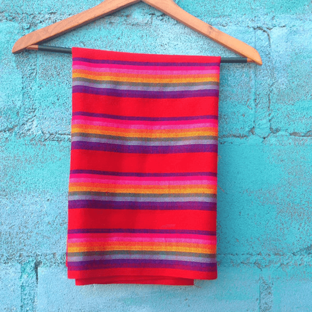 bright red striped mexican textile