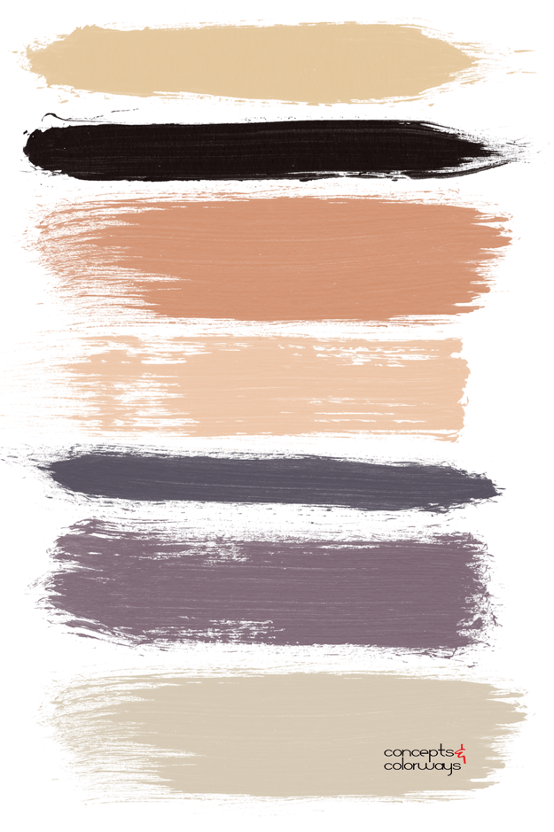 purple and gold brushstrokes color palette