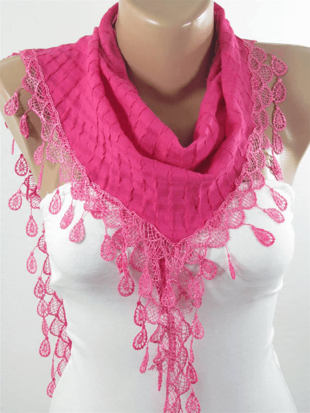 lacey hot pink scarf