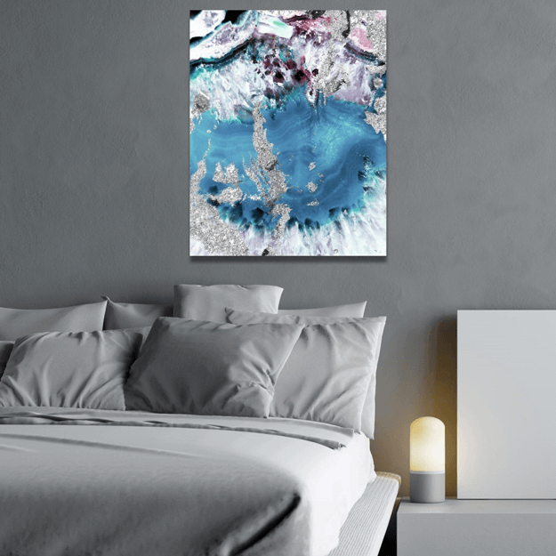 slate blue geode wall painting