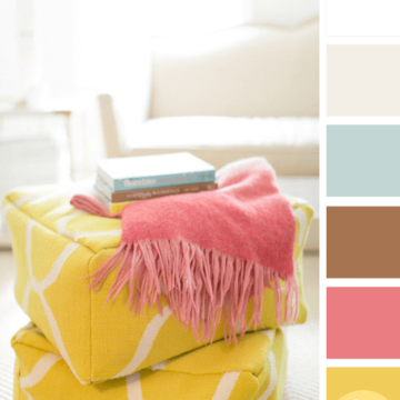 creamy white living room with bright accents