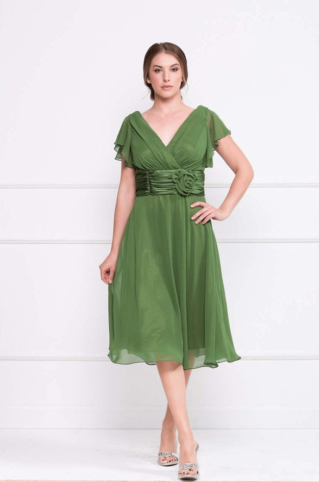 moss green chiffon dress