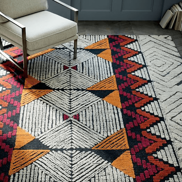 modern diamond motif wool rug