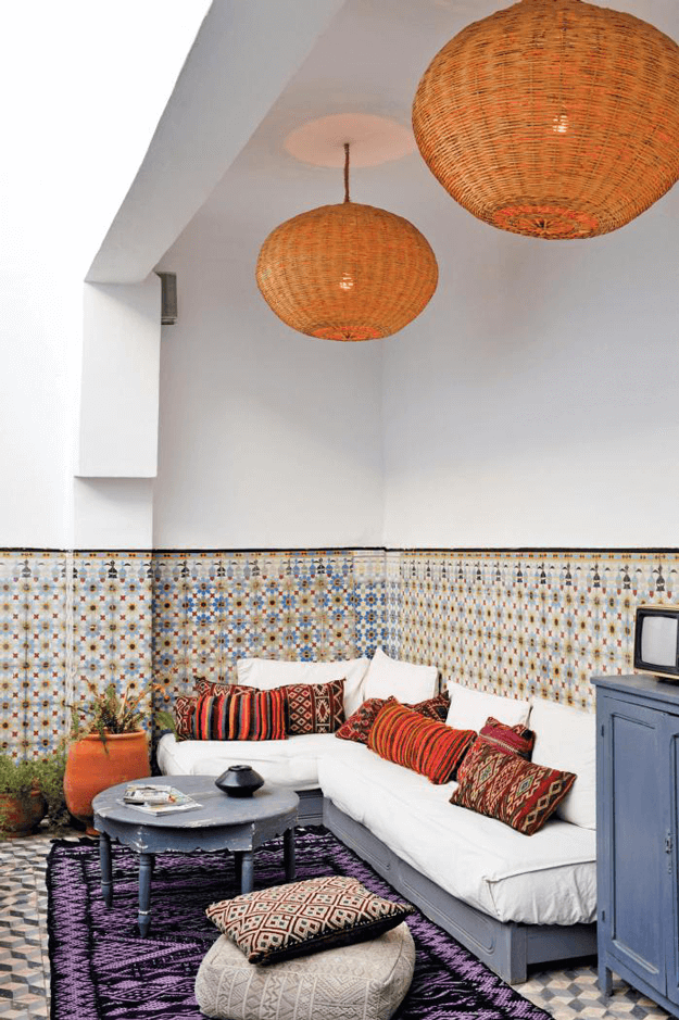 moroccan interior with burnt orange accents