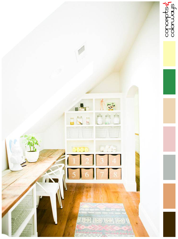 modern farm house craft room color palette