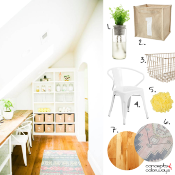 white farm house craft room interior design