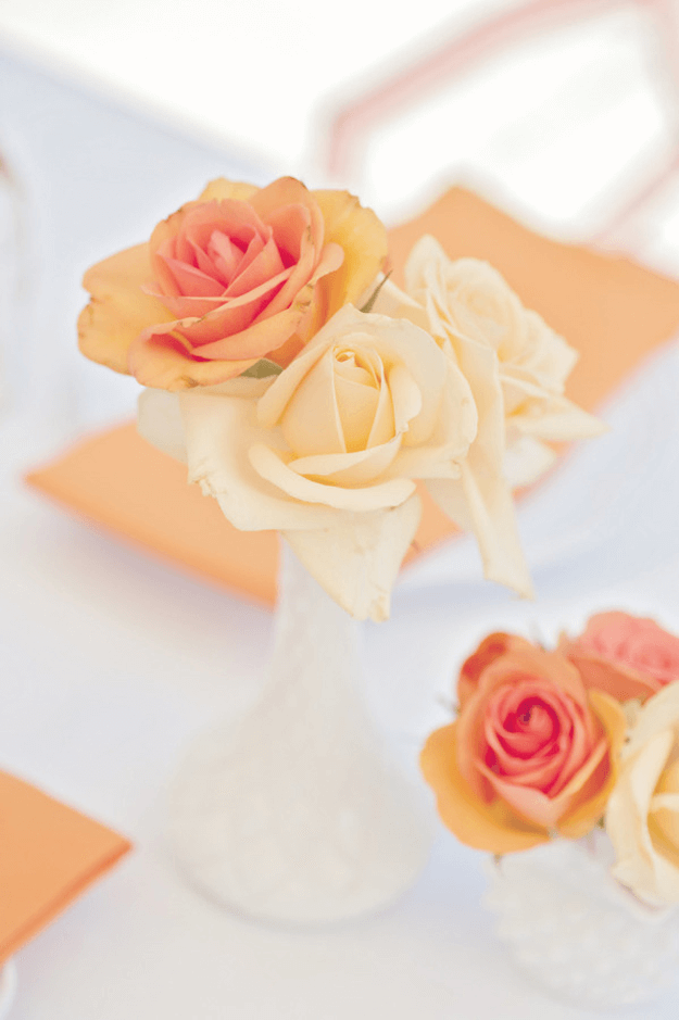 peach gold and tangerine table styling