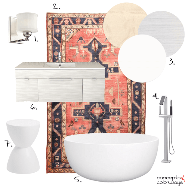 bathroom interior design get the look mood board with persian rug