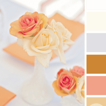 peach tangerine and gold table styling