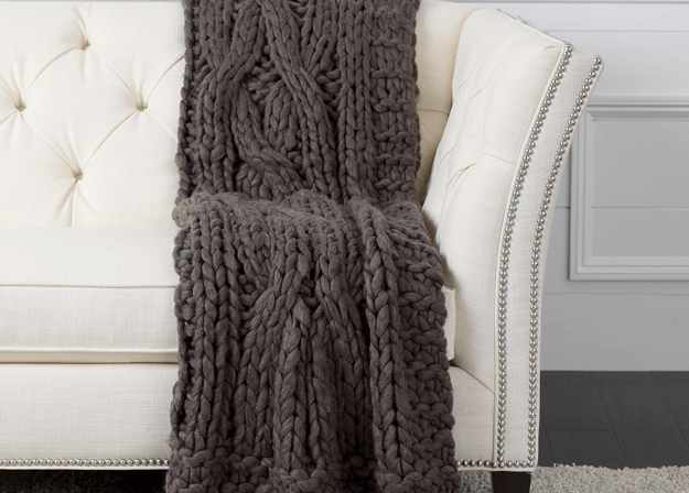 dark brown knit throw blanket