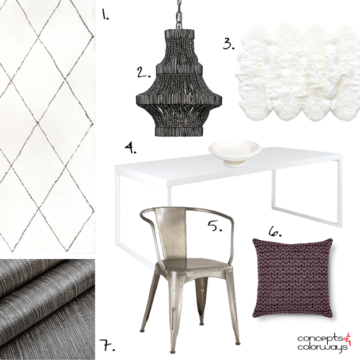 black and white dining room interior