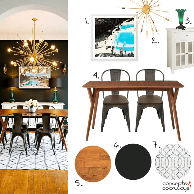 mid-century modern dining room mood board