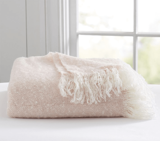 pale pink mohair throw blanket