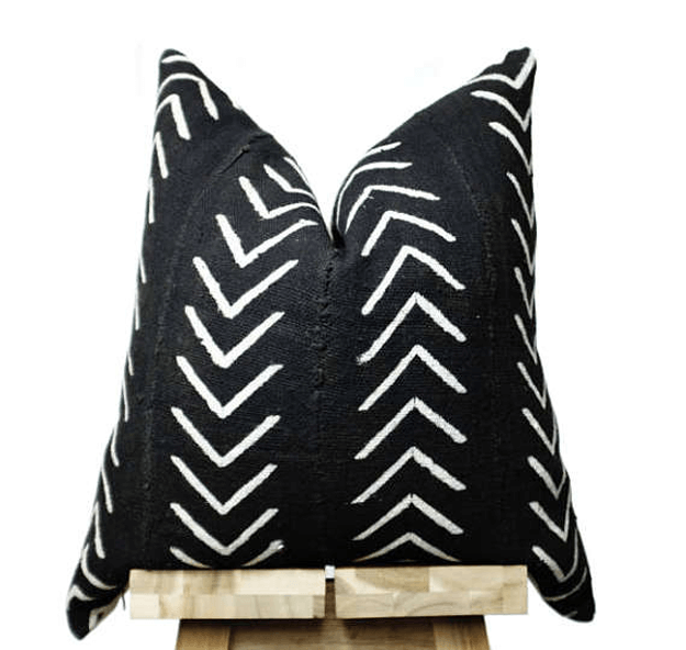 black arrow mudcloth pillow