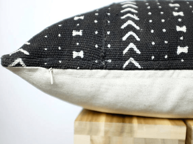 black mudcloth african tribal pillow