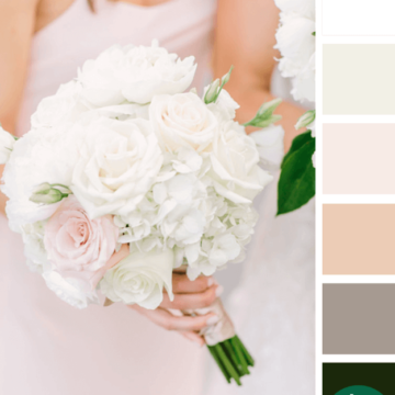 blush pink white emerald green color palette