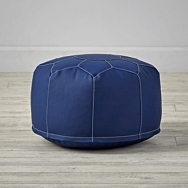 navy blue leather pouf