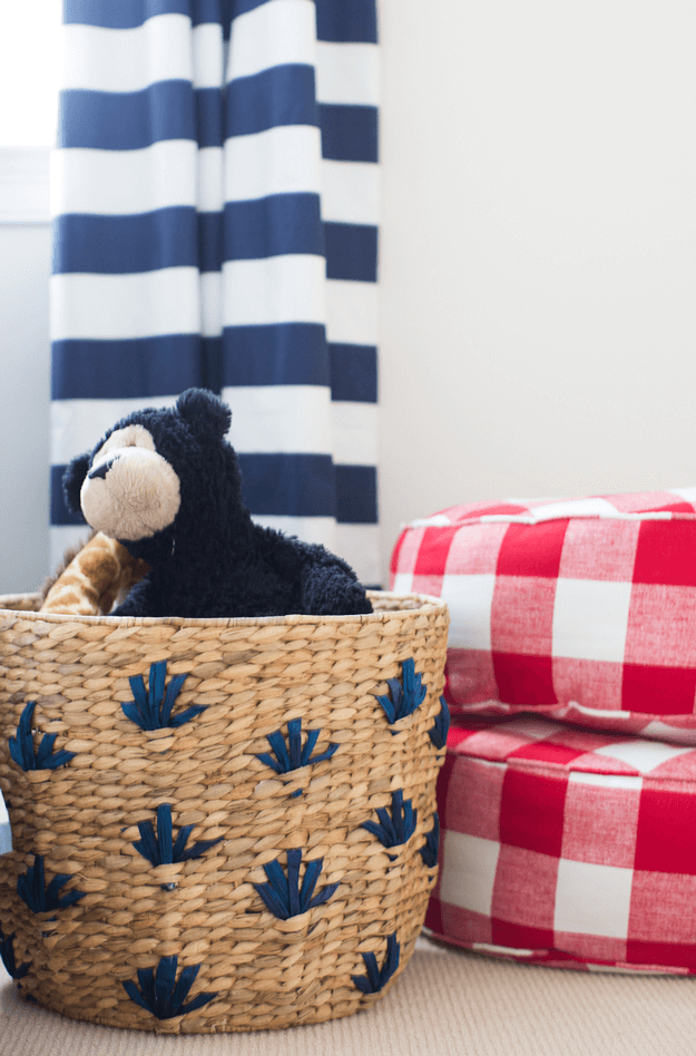 navy blue and white striped curtains