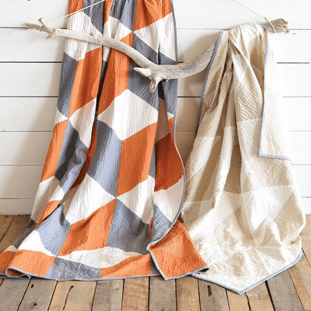 orange gray and white modern quilt