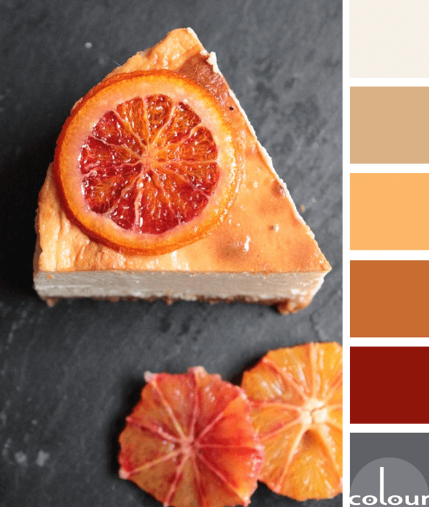 baked blood orange cheesecake color palette