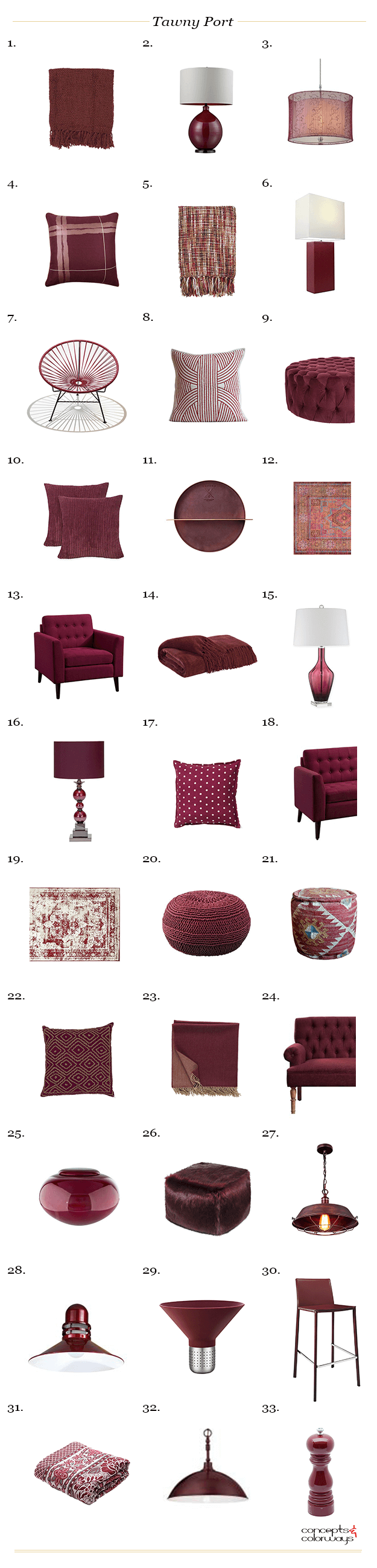 pantone tawny port interior design product roundup