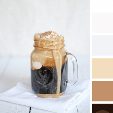 root beer float on white background paint palette